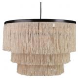 $102 Preas 1 - Light Cream/Black Tiered Fringe Pen
