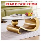 $435 Modern Luxury Oval Faux Marble Coffee Table W