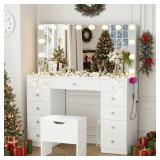 $250 Greyden Vanity With 11 Drawers & Lighting Bul