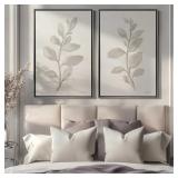 ELEGANT GREY LEAVES SET OF 2