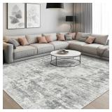 MODERN ABSTRACT NON SLIP WASHABLE AREA RUG(GREY)