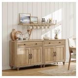 $294 Clavier 67.8" Wide 2 Drawer Buffet Table, Oak