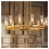 $490 Andrade 12 - Light Dimmable Wagon Wheel Chand