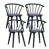 $300 Majidah Solid Wood Arm Chair in Black