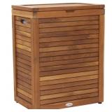 $225 Moti Wood Laundry Hamper with Handles