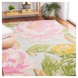 $107 ALBERTICE FLORAL HAND TUFTED WOOL/COTTON AREA