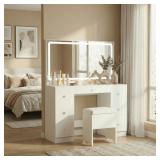 $183 Makeup Vanity Desk with LED Lighted Mirror &
