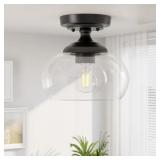 SEMI FLUSH MOUNT CEILING LIGHT WITH GLASS SHADE