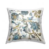 DETAILED BLUE FLORAL BIRDS PATTERN PRINTED THROW P