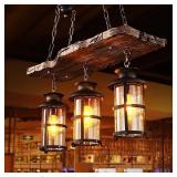 $138 Rustic Metal & Wood 3-lamp Pendant Light