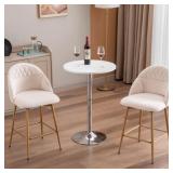 1 Lot of (2) Velvet Swivel Bar Stool With Full Bac