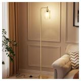 $226 Gold Floor Lamp With Glass Shade, LED Bulb, T