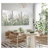 $166 Sage Green Wildflowers Canvas Wall Art Neutra