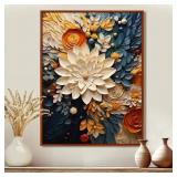 Orange Teal Botanical Whirlwind IV - Print on Canv