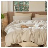 Striped Duvet Cover Set 100% Washed Cotton Linen L