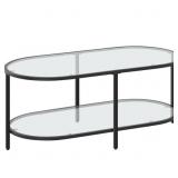 Coffee Table, 42" Oval Glass Coffee Table For Livi