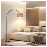 $89 Arc Bohemian Floor Lamp with Rattan Shade, Sma