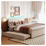 $395 Teddy Fleece Queen Size Upholstered Platform