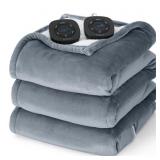 $93 Heated Blanket Soft Ribbed Flannel Electric Bl