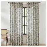 $40 Lillian Block Print Linen Textured Window Curt