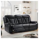 84" Leatherette Sofa with Diamond Stitching - Powe