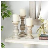 $29 Cream Mango Wood Turned Style Pillar Candle Ho