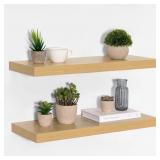 2 Piece 9.3Inch Deep Wood Floating Shelf