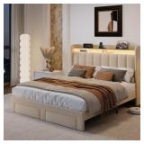 $260 Upholstered Platform Bed Frame With Wingback