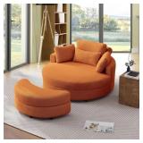 Flamur Upholstered Barrel Chair with Ottoman