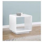 $150 Onesta Square End Side Table White High Gloss