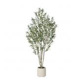 $95 George Artificial Olive Tree in Round Planter,