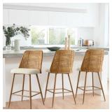 $330 Briahnna 27" Upholstered Boucle Rattan Full B