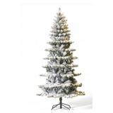 Glitzhome 7.5ft Pre-Lit Flocked Slim Spruce Artifi