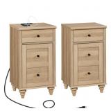 Scarlett Nightstand Set With Storage And Built-In