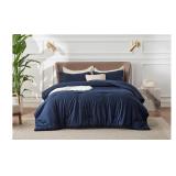 Bedsure Queen Comforter Set - Navy Soft Bedding fo