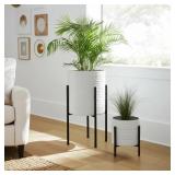 $87 2 Piece S et Textured Dots Metal Plant Pots wi