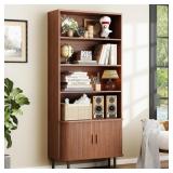 $158 71" Tall Bookshelf With Storage Cabinet