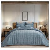 $63 Double Box Stitch Velvet Quilt set - full-Quee