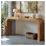 $220 71" Solid Wood Curved Console Table for Entry