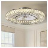 $140 22" Hudman Dimmable Crystal Ceiling Fan with