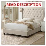 Upholstered Wingback Platform Bed, Bed Frame with