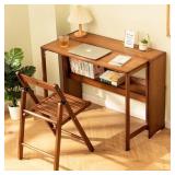 $155 Space-Saving Bamboo Folding Desk with Storage