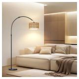 $89 Arc Bohemian Floor Lamp with Rattan Shade, Sma