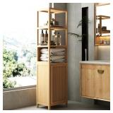 $118 65" H Bamboo Bathroom Cabinet, With 1 Door An