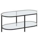 Coffee Table, 42" Oval Glass Coffee Table For Livi