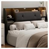 $190 2 in 1 Bookcase Headboard With Charging Stati