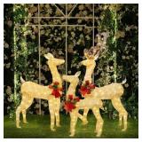 Christmas Deer Lighted Display 3 Piece Set