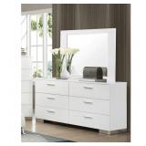 $290 Vyara Rectangle Dresser Mirror in Glossy Whit