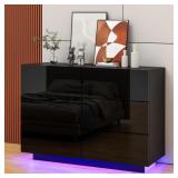 $180 Aylina 6 Drawer 41.3" W Dresser With LED Ligh