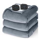 $93 Heated Blanket Soft Ribbed Flannel Electric Bl
